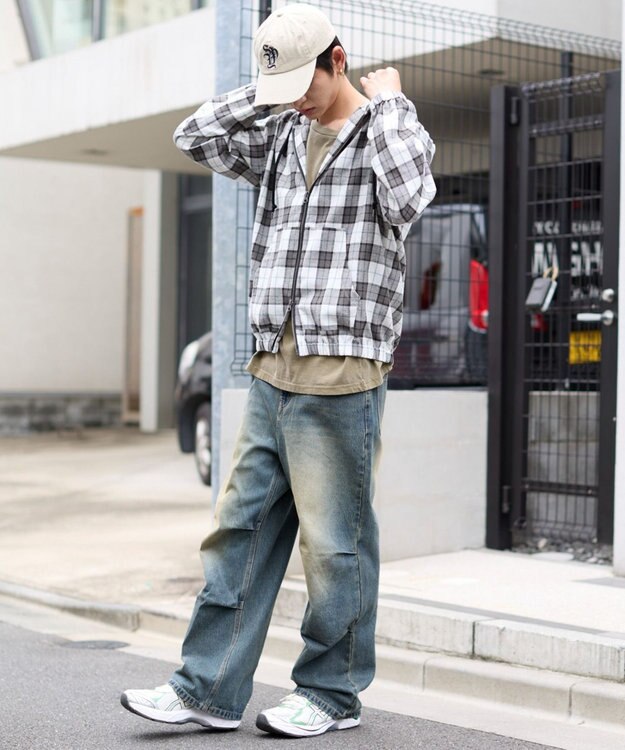 WEGO 【S～Lサイズ展開/ウエスト調整可】パラシュートデニムパンツ デニム中濃加工色