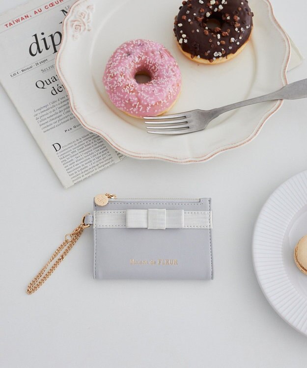 Maison de FLEUR グログランリボンフラグメントケース Grayish Blue