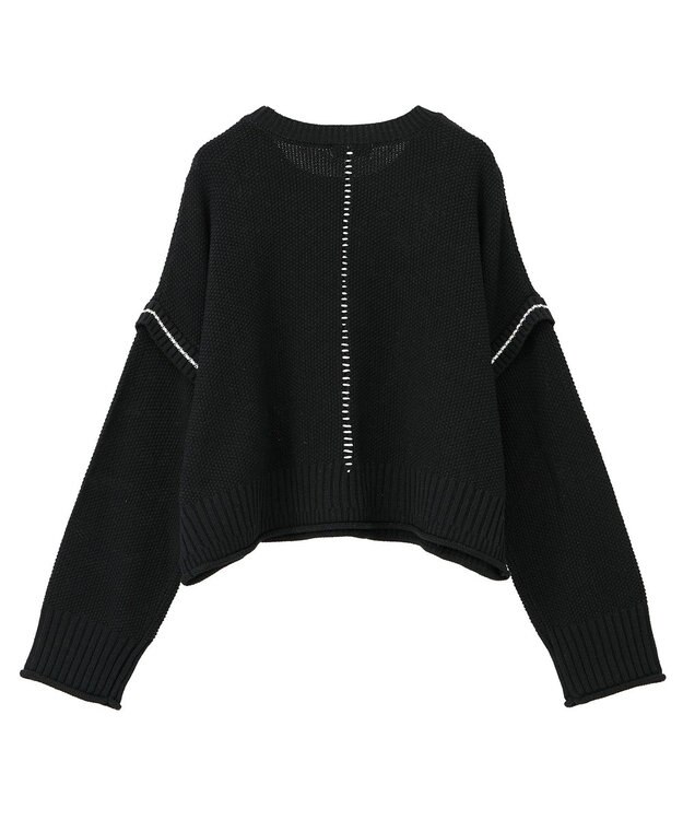 earth music&ecology 【洗濯機洗い可 / 選べる丈】アンチピリングC/A選べる丈配色ニット ブラック