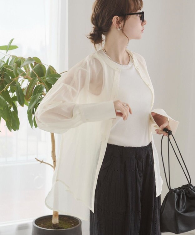 WEGO 【ANGIE VINTAGE】シアーシャツ ライトベージュ