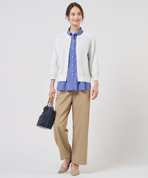 J.PRESS LADIES 麻シェルドライ ワイド ストレート パンツ キャメル系