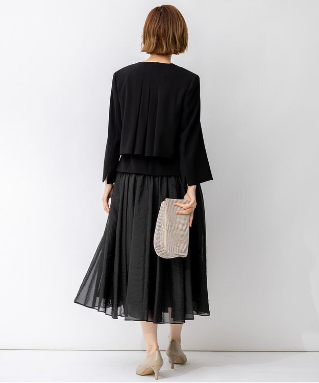 23区 【APPLAUDIR】クリアジョーゼット コンパクトタックジャケット ブラック系