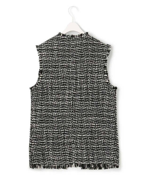 ICB ライトツイード ジレ オフホワイト×ブラック系