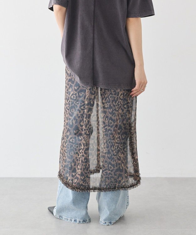 earth music&ecology レイヤードスカート(Long) Leopard
