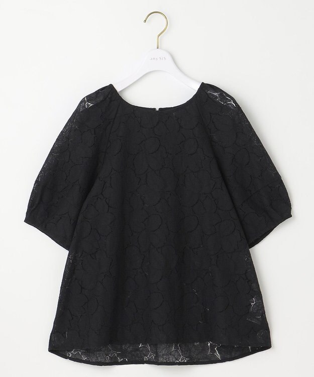 ANY SIS S 【洗える】ラグランレースＴ ブラウス ブラック