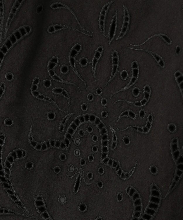 BEIGE， 【洗える】GALLERIA / コットンエンブロイダリーIラインスカート Black