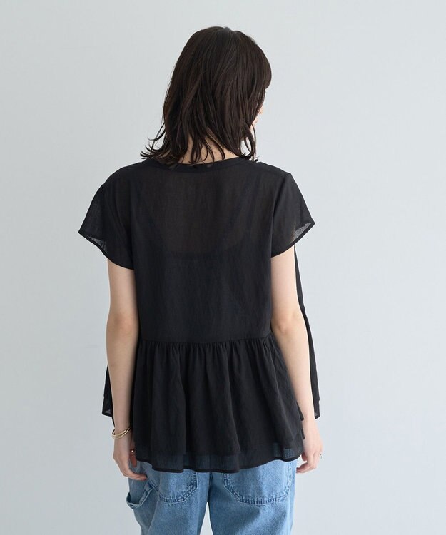 YECCA VECCA ペプラムシアーブラウス Black
