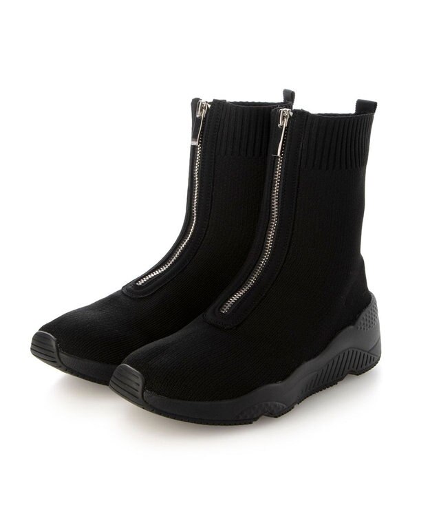MODE ET JACOMO <carino>フロントジップニットブーツ ブラック