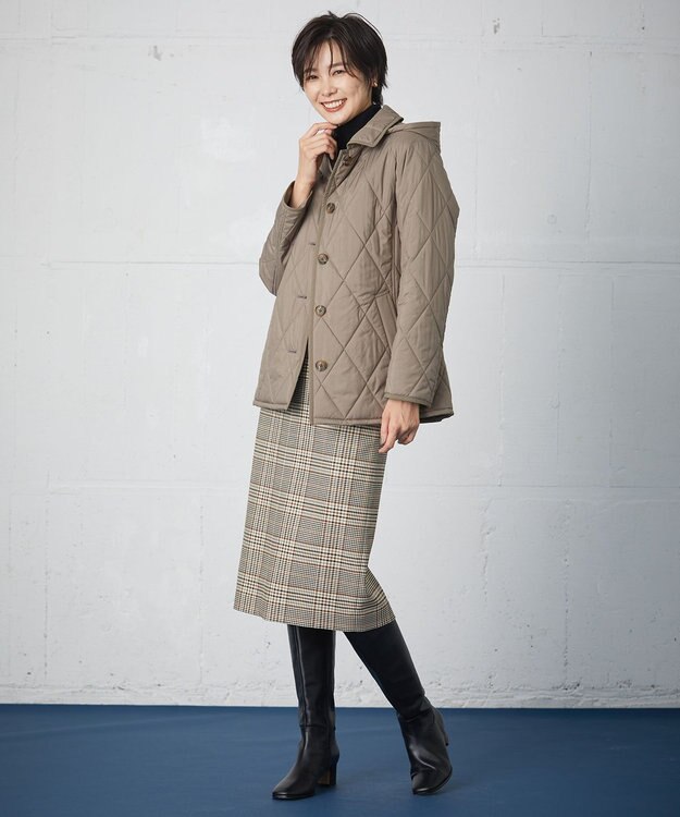 J.PRESS LADIES 【洗える】PL/Visストレッチチェック スカート ベージュ系3