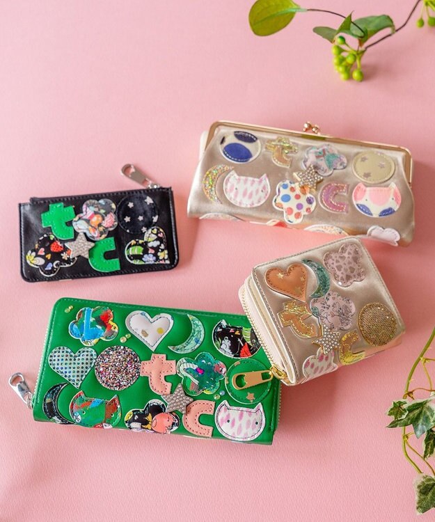 tsumori chisato CARRY tcパッチワーク がま口 長財布 ゴールド