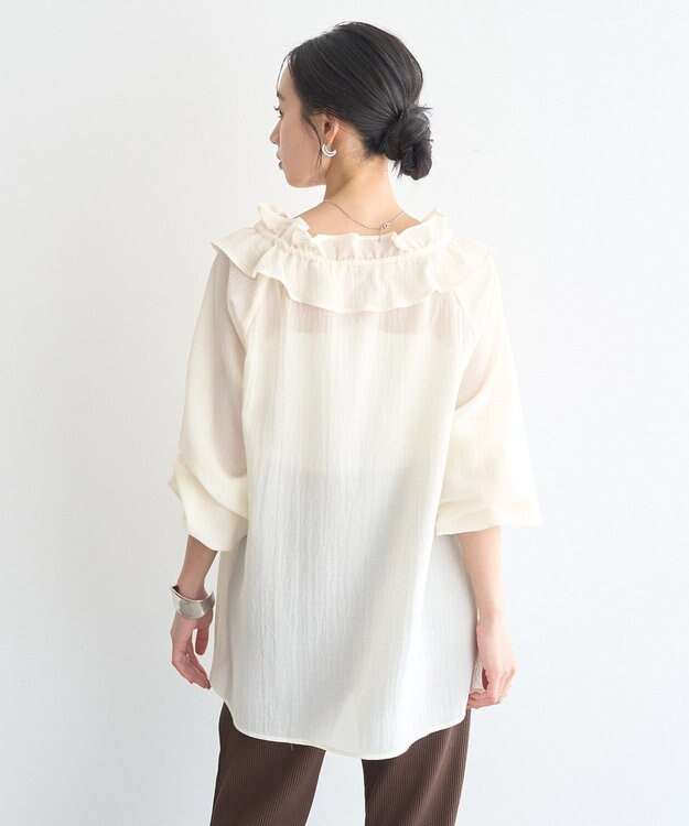 earth music&ecology フリルブラウス Ivory
