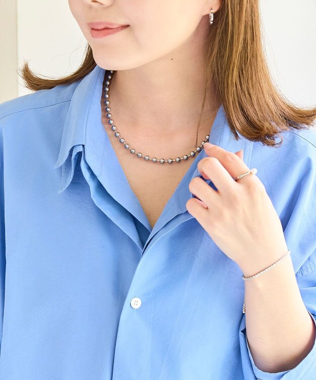 Phoebe 【金属アレルギー対応】ドットラインネックレス　シルバー/ステンレス シルバー