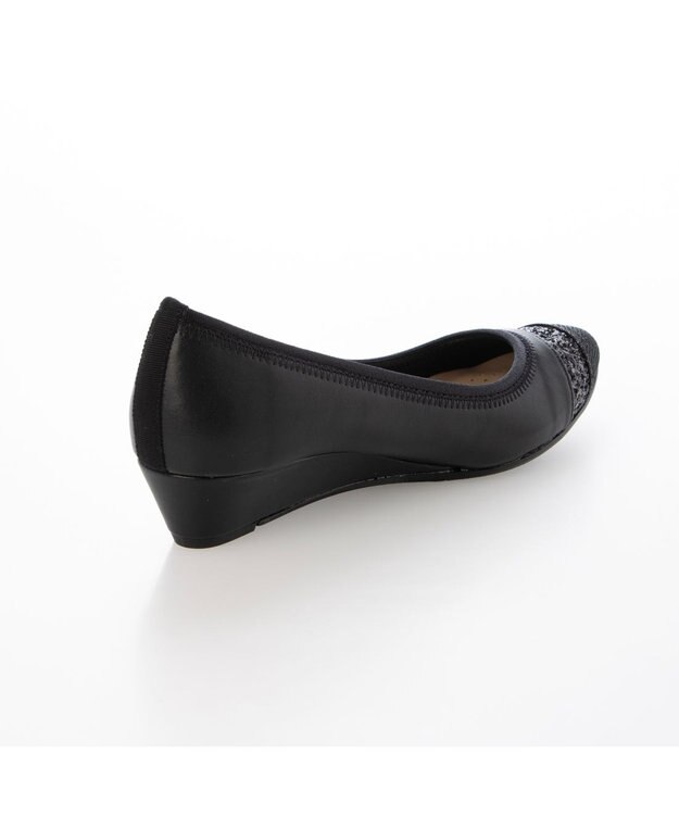 MODE ET JACOMO <carino>ポインテッドトゥウエッジヒールパンプス ブラックコンビ