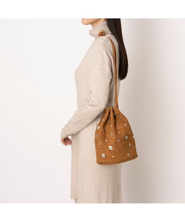 UNBILLION カカトゥ kakatoo / スエード調スタッズドロストバッグ キャメル