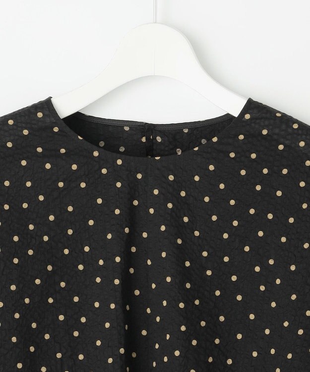 自由区 L 【17号サイズまで展開・WEB限定】コットンサッカープリント ブラウス ブラック×ブラウン