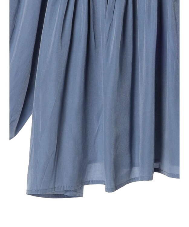 CRAFT STANDARD BOUTIQUE 後リボン切替ギャザーチュニックブラウス Blue