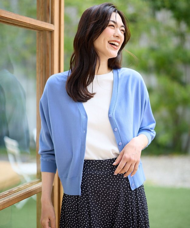 ANY L 【接触冷感/UVカット/抗菌防臭/手洗い可/アンチピリング】ファンクションカーディガン ブルー