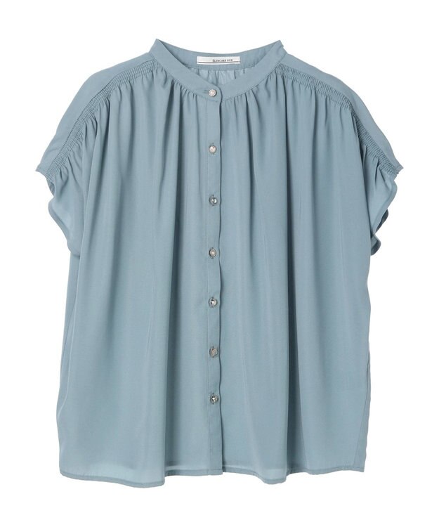 Green Parks ・ＥＬＥＮＣＡＲＥ　ＤＵＥ　イロイロ釦ドルマンブラウス Sax