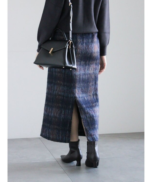 Te chichi シャギーチェックスカート ネイビー