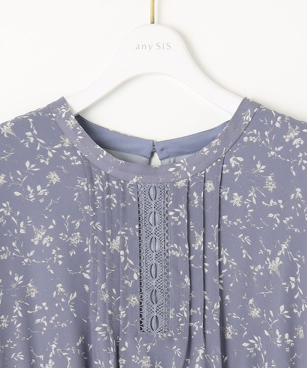 ANY SIS 【美人百花6月号掲載】フラワーブルームプリント ワンピース スモーキーブルー系