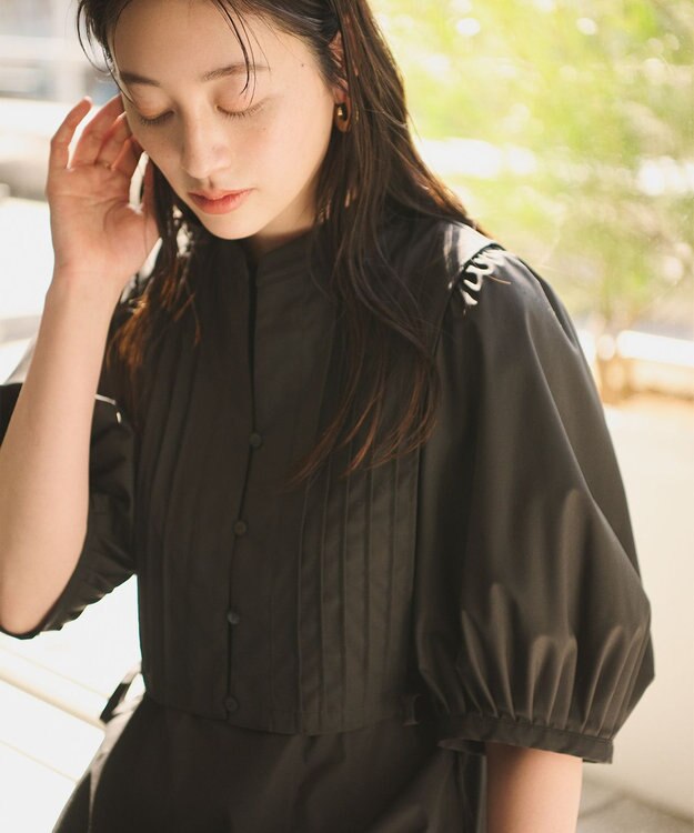 #Newans 【洗える】ピンタックベストコンビワンピース ブラック系