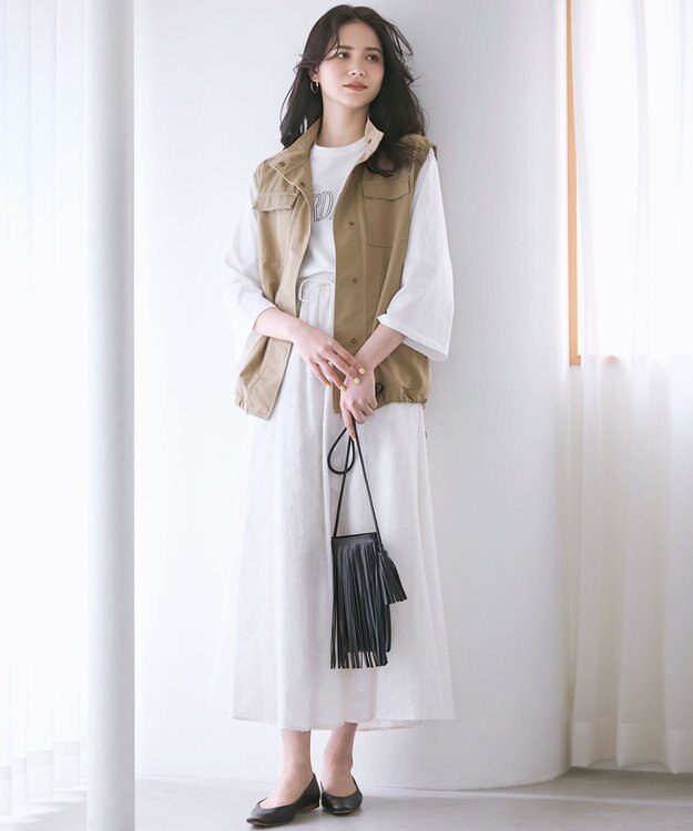 23区 S 【SLOW/一部店舗限定】コットンジャカード スカート アイボリー系