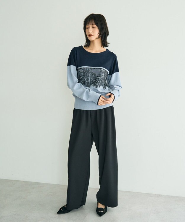 YECCA VECCA イージーカットジョーゼットパンツ Black