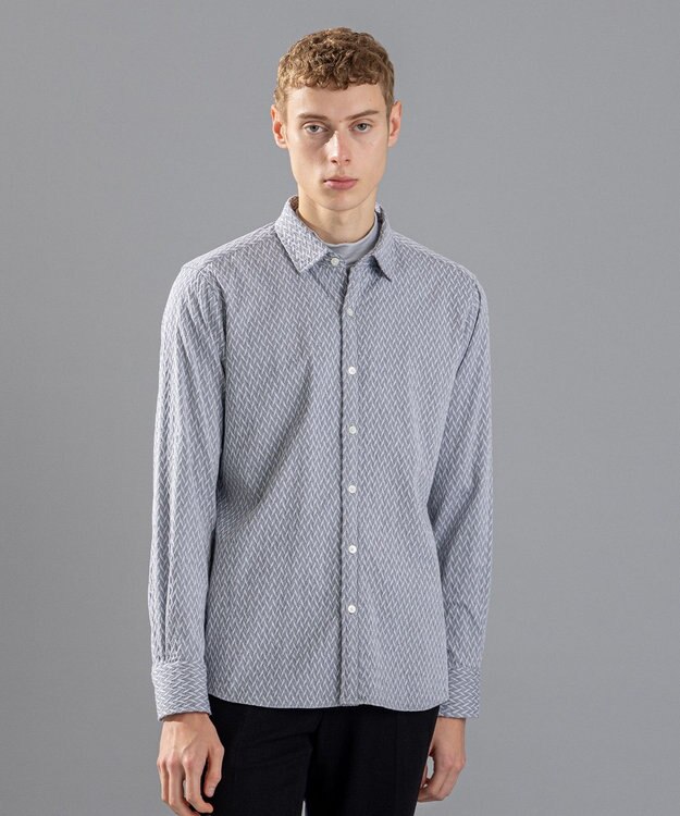 JOSEPH HOMME アロージャガードストレッチ　レギュラーカラーシャツ ライトグレー系