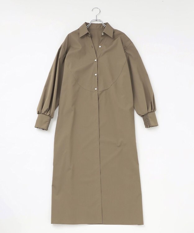 #Newans 【ANSWER for 産前産後ママ】リボン取り外し可能！シャツカラーワンピース カーキ系