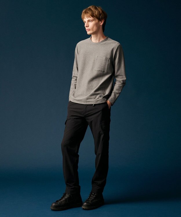 JOSEPH ABBOUD MOUNTAIN 【MADE IN JAPAN】ダイヤモンドワッフル 長袖 アウトドア Tシャツ グレー系