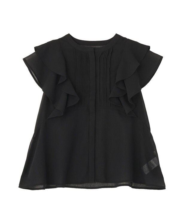 earth music&ecology ラッフルブラウス Black