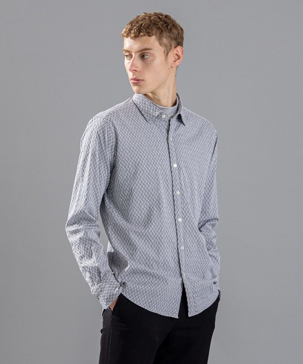 JOSEPH HOMME アロージャガードストレッチ　レギュラーカラーシャツ ライトグレー系