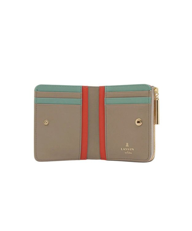 LANVIN en Bleu リュクサンブールカラー 二つ折りLファスナー財布 グレージュ