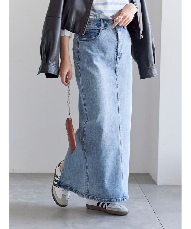 Te chichi デニムトラペーズスカート サックスブルー