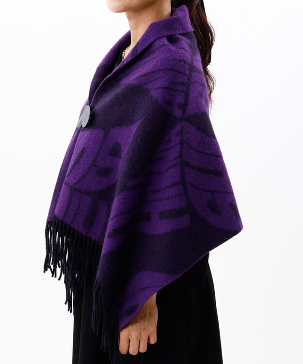 AURORA 【 ANNA SUI（アナ スイ）】ウールジャカードボタン付き羽織り(WASH) パープル