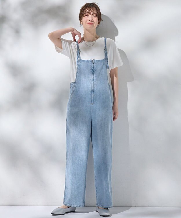 ANY L 【洗濯機可】デニムサロペット フェードインディゴ