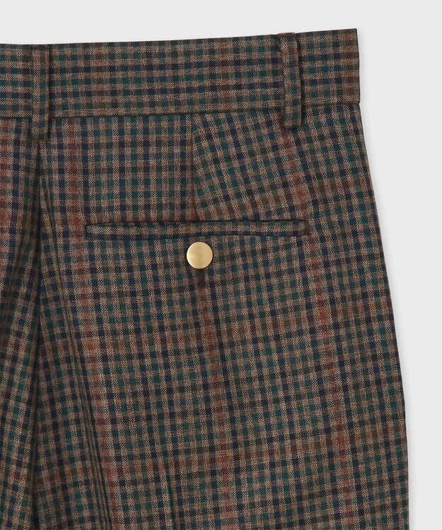 Paul Smith クラシックガンクラブチェック ワイドタックパンツ ブラウン