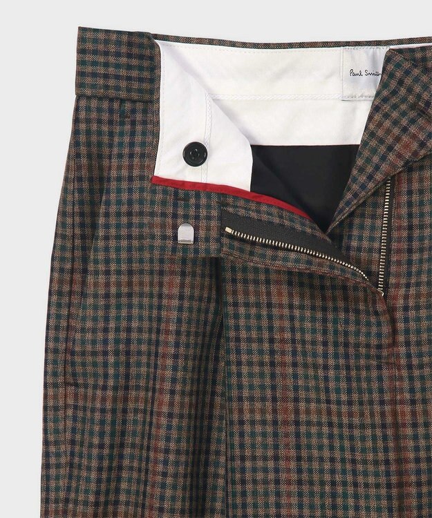 Paul Smith クラシックガンクラブチェック ワイドタックパンツ ブラウン