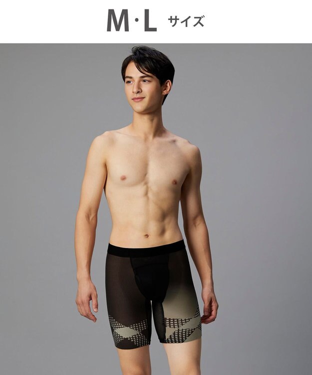 WACOAL MEN ボクサーパンツ【CROSSWALKER】はいて歩いてカロリー消費アップをめざそう！ムレ軽減設計 前開き スパッツ ロング丈 GX6007 /ブロス バイ ワコールメン ベージュ