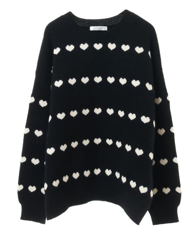 Green Parks ・ｓｗｉｎｇ　ｂｙ　ハートクルーネックニット Black