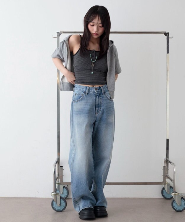 WEGO ヘンリーデザインカップインキャミ ブラックボーダー