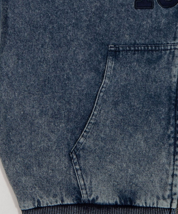 WEGO カレッジロゴBIGZIPパーカー デニム中濃加工色