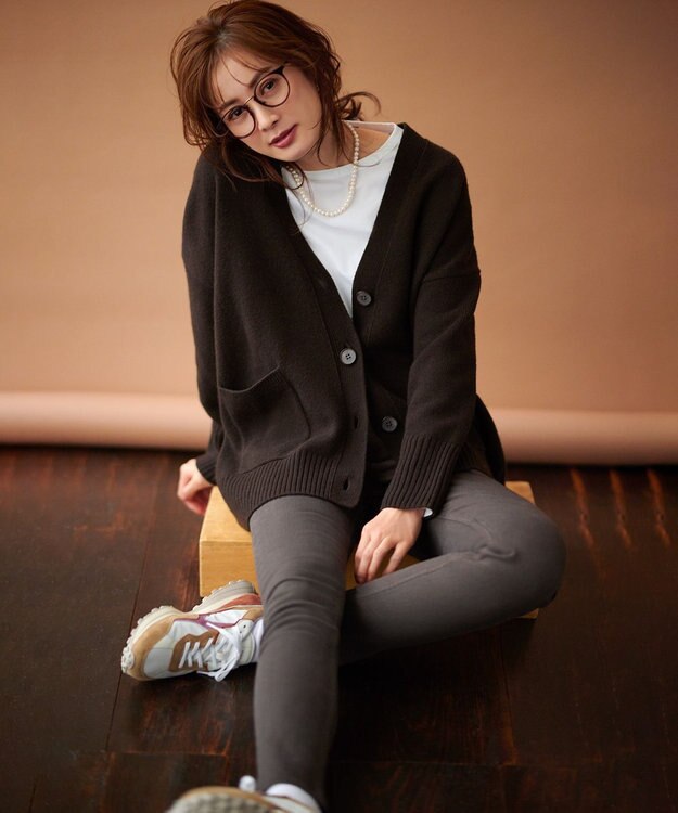 23区 【CLASSY.1月号掲載】ウールカシミヤブレンド カーディガン ダークブラウン系