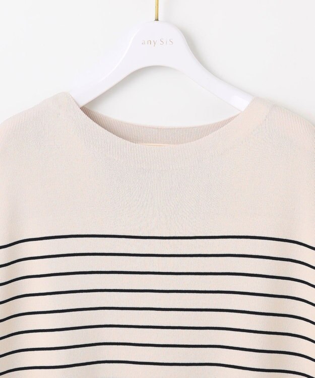 ANY SIS 【接触冷感・UVカット・洗える】ビューティクール フレンチ ニットＴ ライトベージュ×ブラック