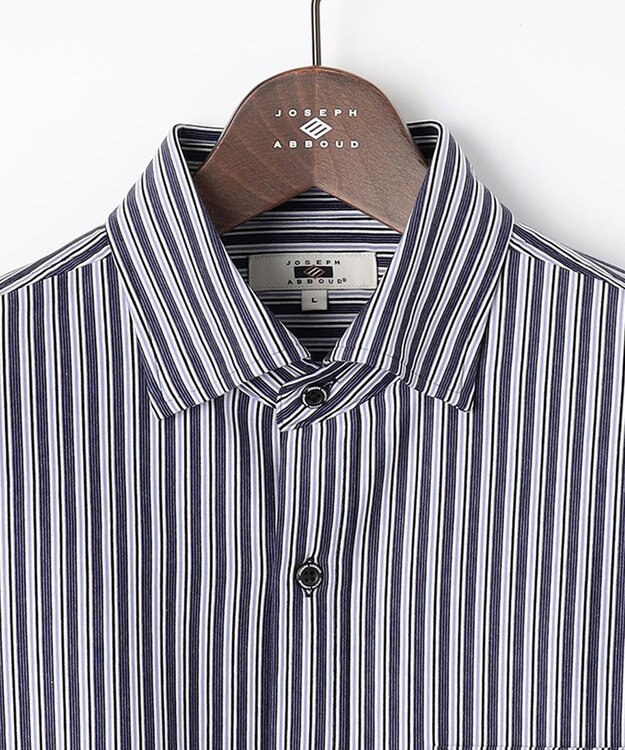 JOSEPH ABBOUD 【ストレッチで快適な着心地・イージーケア】ランダムストライプ ジャージー シャツ ネイビー系1