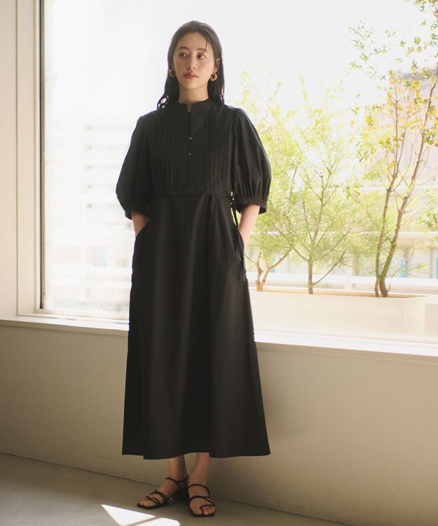 #Newans 【洗える】ピンタックベストコンビワンピース ブラック系