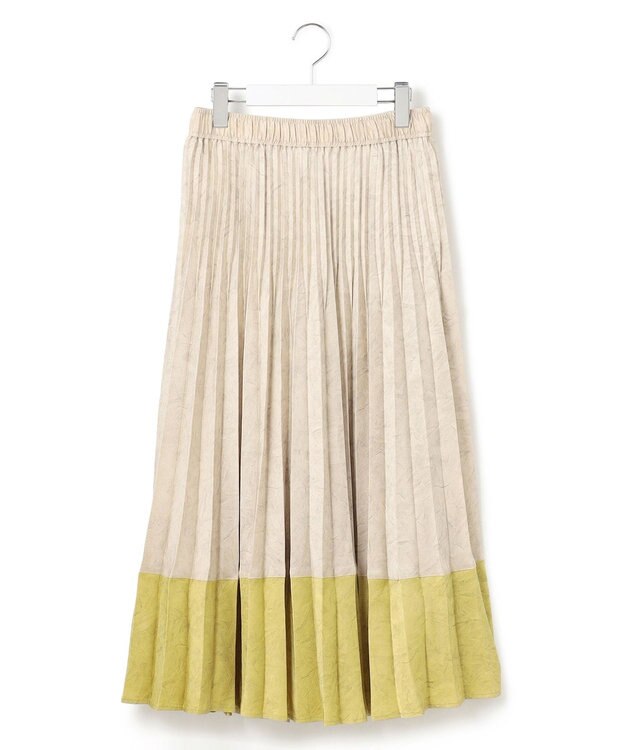 J.PRESS YORK STREET 【WOMEN】カラーブロック ロングプリーツスカート ベージュ系1