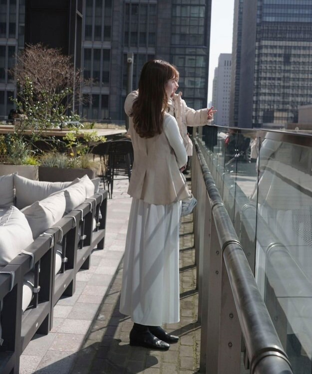 Green Parks AnriettMusee  リブニットドッキングワンピース Off White