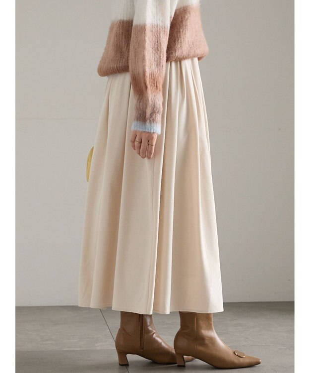 Te chichi フラッフィーツイルタックフレアスカート オフホワイト