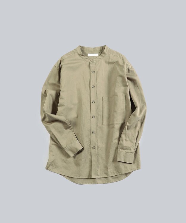 WHITE MAILS 【UNISEX】COTTON PAPER SOFT TWILL バンドカラーシャツ カーキ
